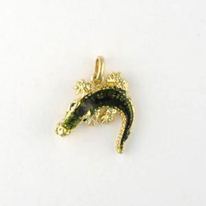 Silver Alligator Small Enamel Pendant - 014 E