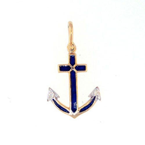 Silver Anchor with Enamel Pendant - 309 E