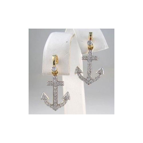 Silver Anchors CZ Pave .62cts Earrings - 655