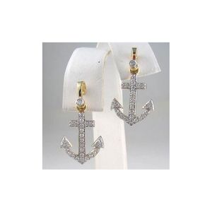 Silver Anchors CZ Pave .62cts Earrings - 655