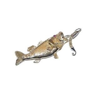 Silver Bass with Worm Pendant - 002