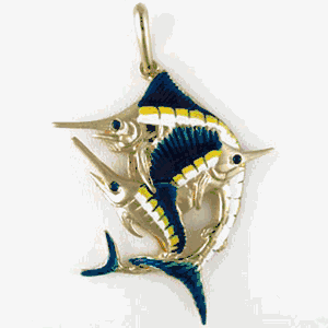 Silver Billfish Slam Enamel Pendant - 223 E