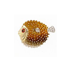 Silver Blowfish CZ & Enamel Pendant - 189