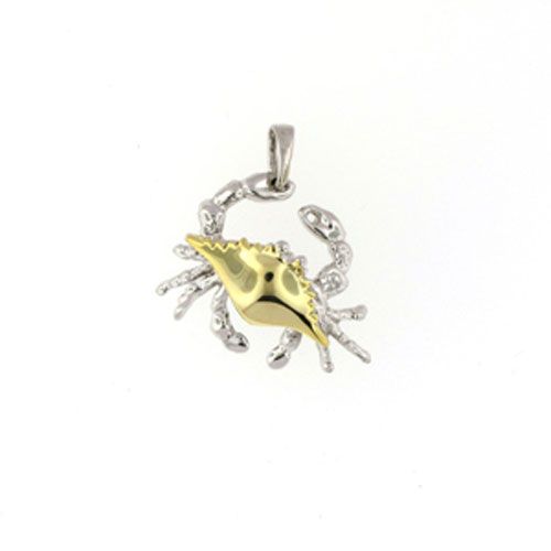Silver Blue Crab 2 Tone Gold Plate Pendant - 416