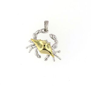 Silver Blue Crab 2 Tone Gold Plate Pendant - 416