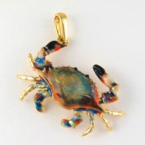Silver Claw Hung Crab Enamel Pendant - 290 E