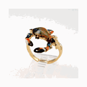 Silver Claw Up Crab Enamel Ring - 764 E