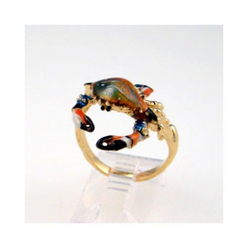Silver Claw Up Crab Enamel Ring - 764 E