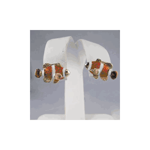 Silver Clown Fish Earrings - 662 E