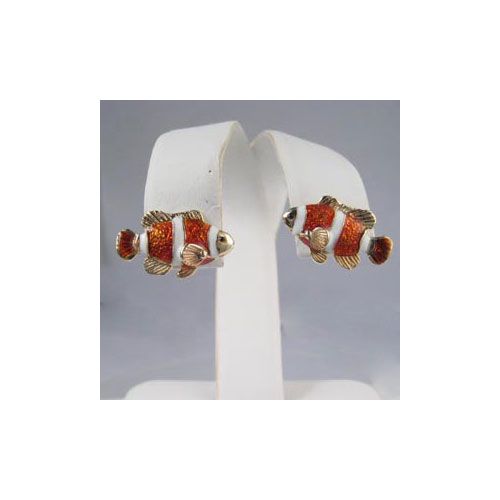 Silver Clown Fish Earrings - 662 E