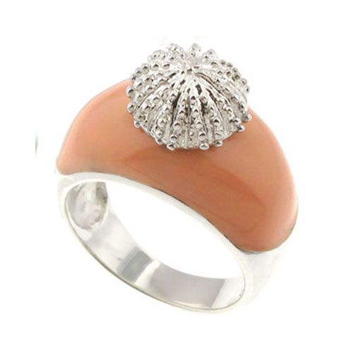 Silver Cocktail Ring with Sea Urchin - 784u