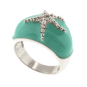 Silver Cocktail Ring with Starfish - 784s