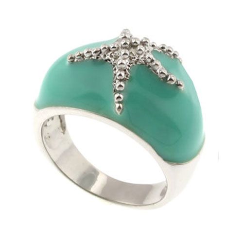 Silver Cocktail Ring with Starfish - 784s