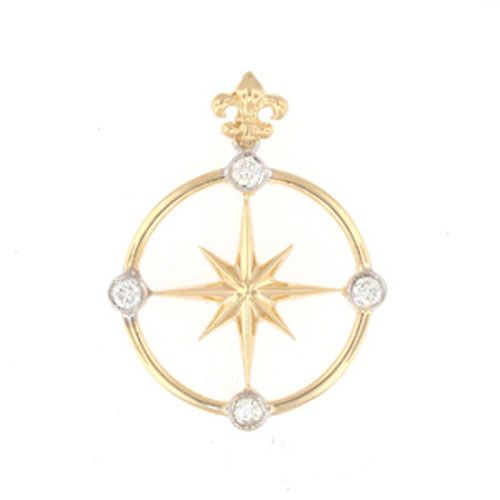 Silver Compass Rose with CZ Pendant - 457 D