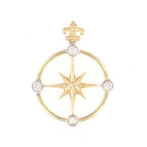 Silver Compass Rose with CZ Pendant - 457 D