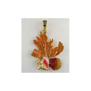 Silver Coral Conch & Scallop Pendant - 331
