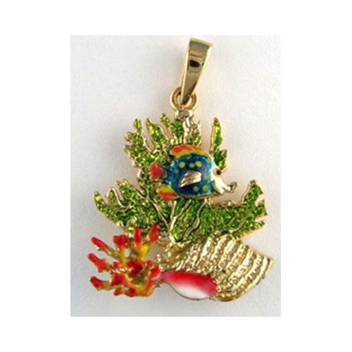 Silver Coral with Small Fish Pendant - 329 A