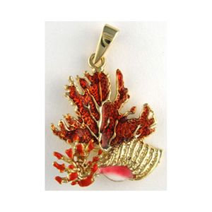 Silver Coral with Trumpet Conch Pendant - 329