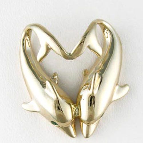 Silver Double Porpoise Slide Pendant - 242