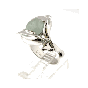 Silver Double Porpoise with Stone Ring - 781