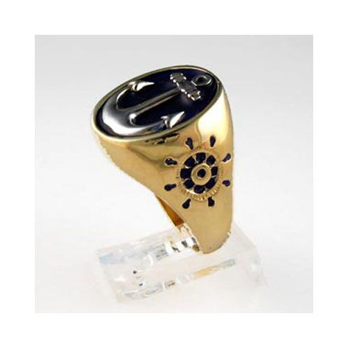 Silver Enamel Anchor Ring - 722