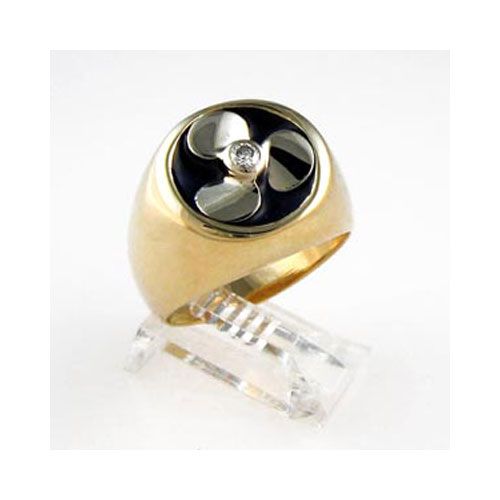 Silver Enamel Prop with CZ Ring - 719