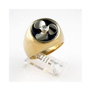 Silver Enamel Prop with CZ Ring - 719