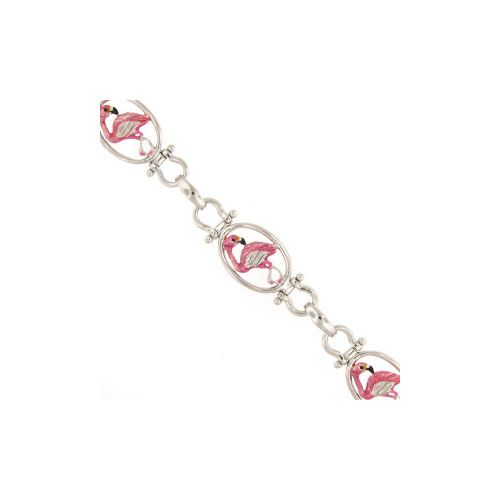 Silver Flamingo 8 Inch Bracelet - 537 E