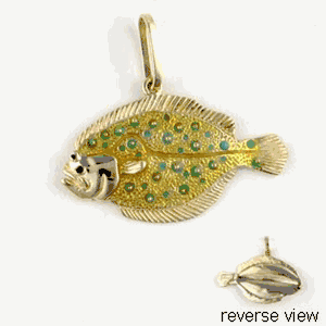 Silver Flounder Solid Enamel Pendant - 252 E