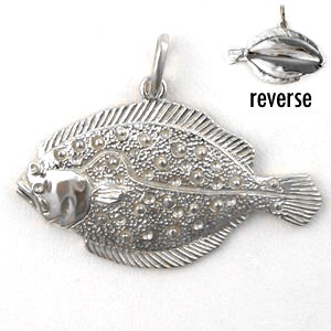 Silver Flounder Solid 3D Pendant - 252