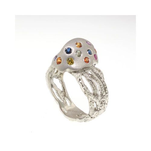 Silver Jellyfish with Sapphire Ring - 759 S