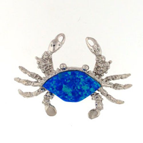 Silver Jumbo Opal Crab Pendant - 422 O