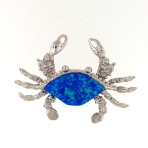 Silver Jumbo Opal Crab Pendant - 422 O