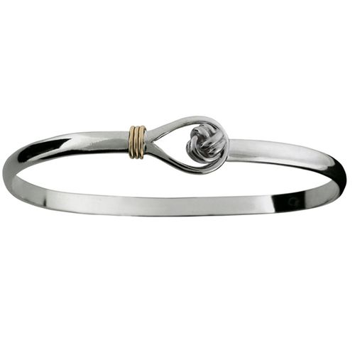 Lovers Knot Hook Bracelet - Sterling Silver & 14K Gold 4mm 7.5 Inch