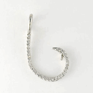 Silver Large CZ Hook Pendant - 358 D