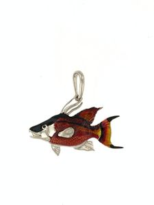 Silver Large Hogfish Enamel Pendant - 204 E