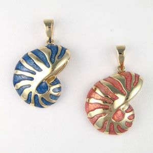 Silver Large Nautilus Enamel Pendant - 268 E
