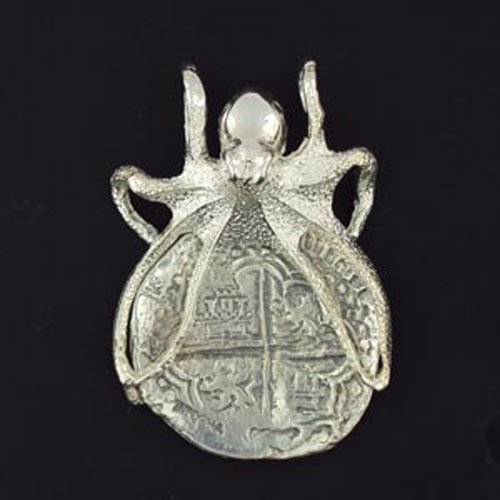 Silver Large Octopus with Coin Pendant - 908