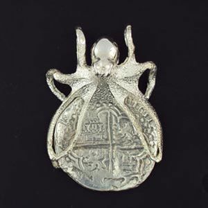 Silver Large Octopus with Coin Pendant - 908