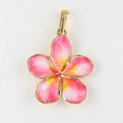 Silver Large Plumeria Enamel Pendant - 292 E