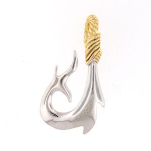 Silver Large Polynesian Hook 2 Barb Pendant - 445