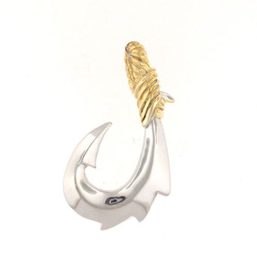 Silver Large Polynesian Hook 3 Barb Pendant - 443
