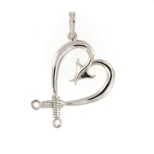 RDMSilver421 Silver Large Polynesian Hook Heart Pendan...