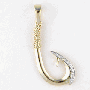 Silver Large Polynesian Hook with CZ Pendant - 365 D
