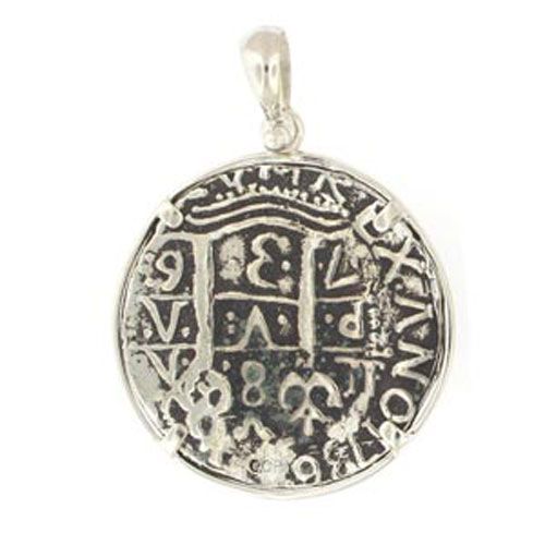 Silver Large Round Framed Coin Pendant - 923