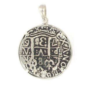 Silver Large Round Framed Coin Pendant - 923