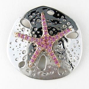 Silver Large Sand Dollar Y-Sapphire Pendant - 213 S