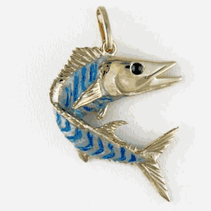 Silver Large Solid Kigfish Enamel Pendant - 236 E