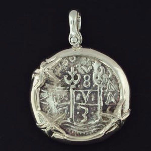 Silver Large Starfish Framed Coin Pendant - 917