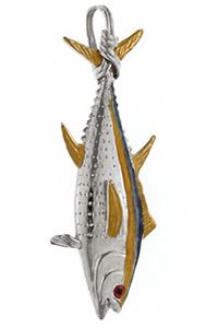 Silver Large Tuna Solid Enamel Pendant - 178 E